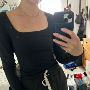 Abercrombie long sleeve square neck shirt in black